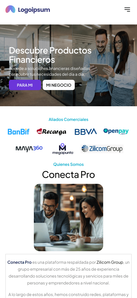 Producto Financiero — versión mobile